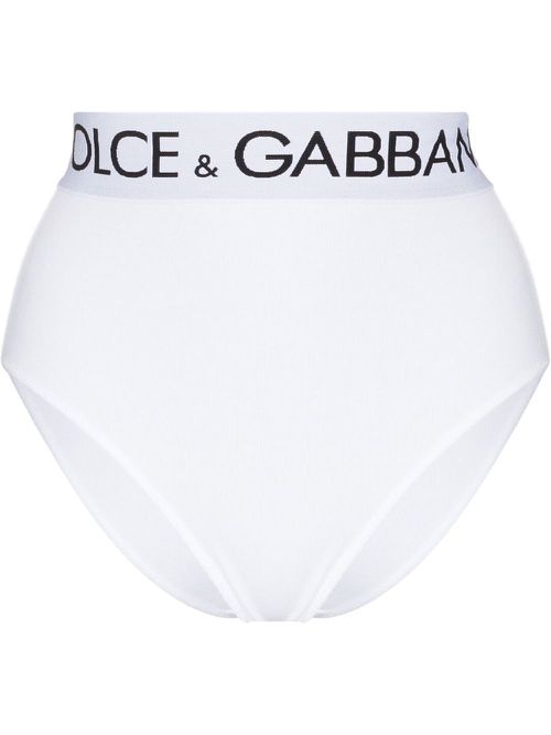 Logo-tape detail high-waisted briefs - White
