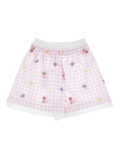 Gingham Floral Mini Shorts with Elegant Waistband