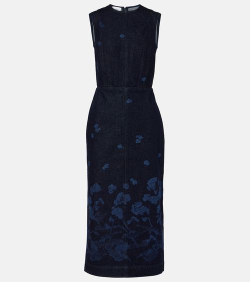 Floral denim midi dress