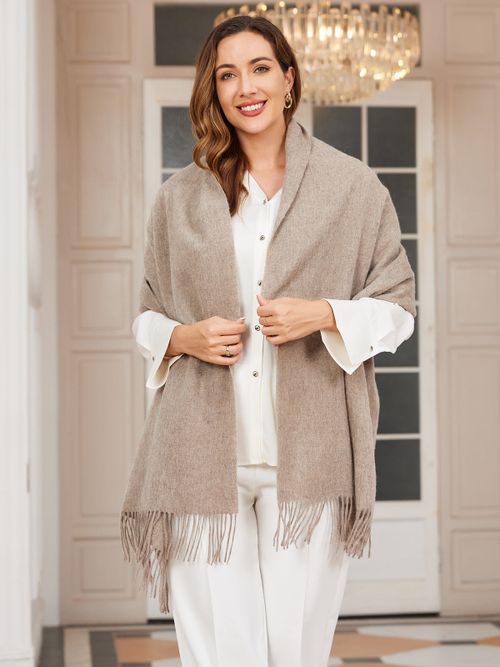 Clearance-Pure Wool Scarf Shawl w/ Fringed Decoration 200x70cm/79