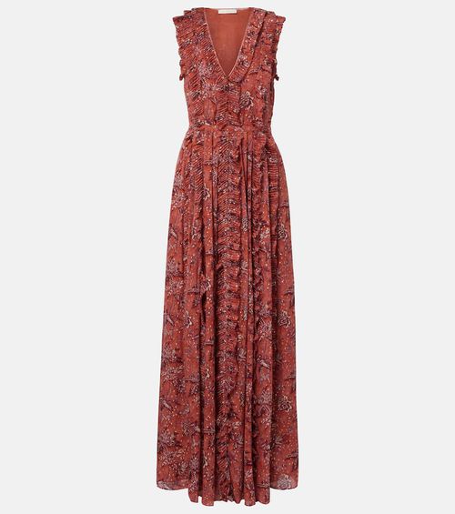 Aida ruffled silk-blend chiffon maxi dress