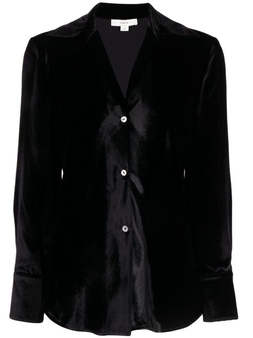 Long-sleeve velvet shirt - Black
