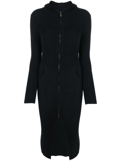 Zip-up ribbed midi dress - Black