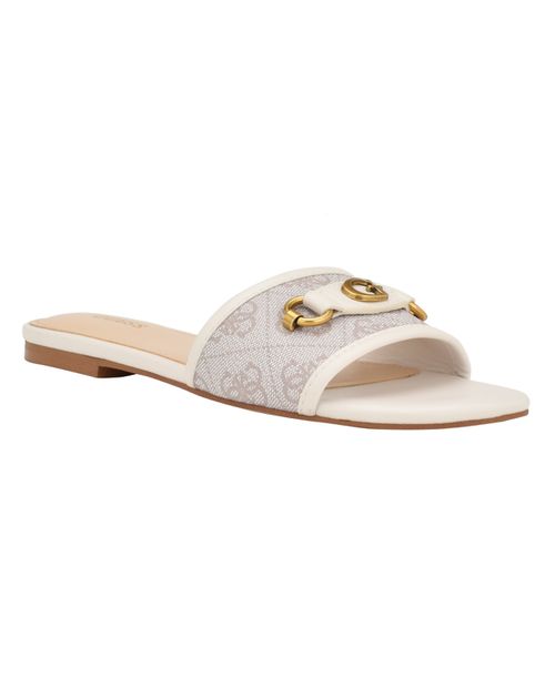 Women's Hammi One Band Logo and Hardware Flat Sandals - Ivory