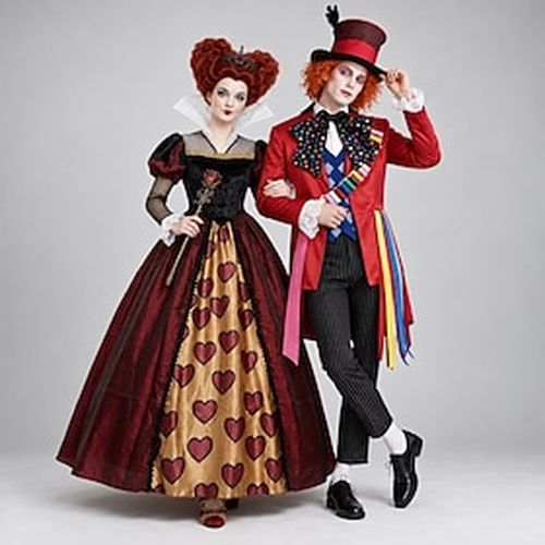 Fantasy Wonderland Inspired Hatter Halloween Group Couples Costumes Movie Cosplay for Men's Adults' Halloween Carnival Party Performance