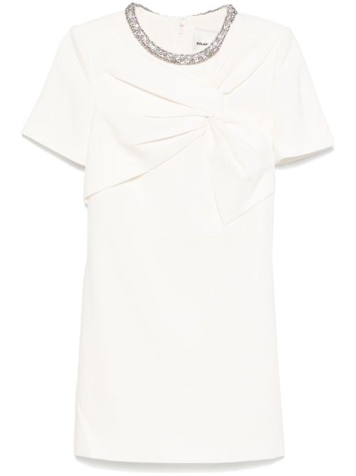 Embellished crepe mini dress - White