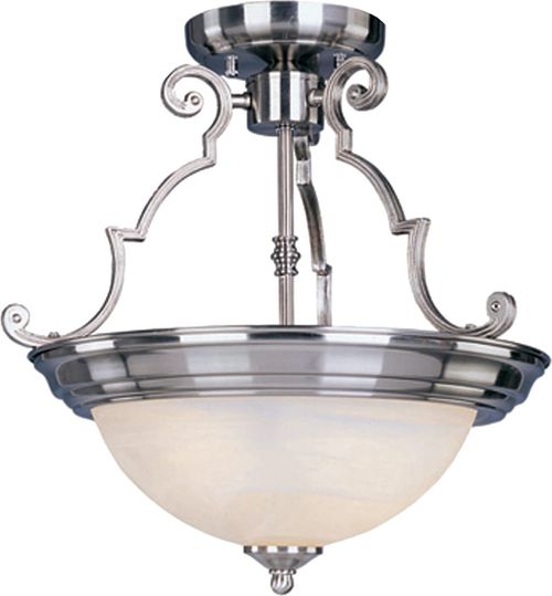 Satin Nickel Two Light Semi-Flush Mount from the Essentials - 584x Collection