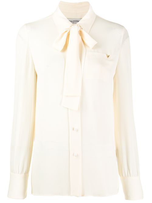 V-Gold pussybow blouse - Neutrals