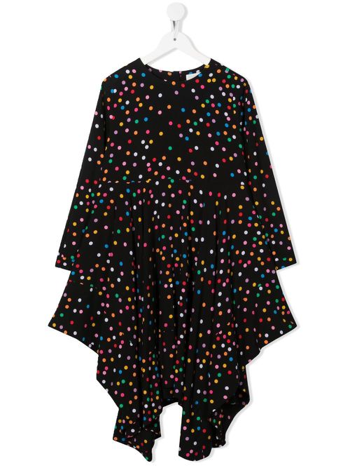 Spot-print draped dress - Black