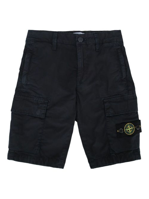 Stone Island Junior compass-badge shorts - Blue