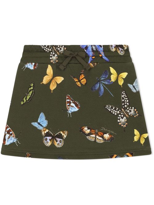 Butterfly-print jersey skirt - Green