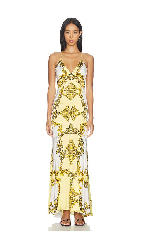 Alice + Olivia Milta Mermaid Slip Dress in Yellow,White. 2. Also