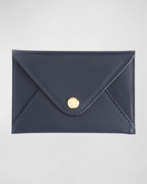 Monogrammed Leather Envelope Style Card Holder