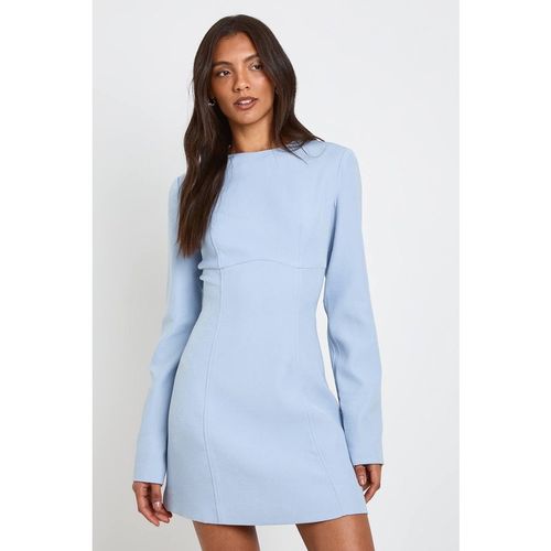 Boohoo Women's Tall Long Sleeve Tailored Shift Dress in Pale Blue