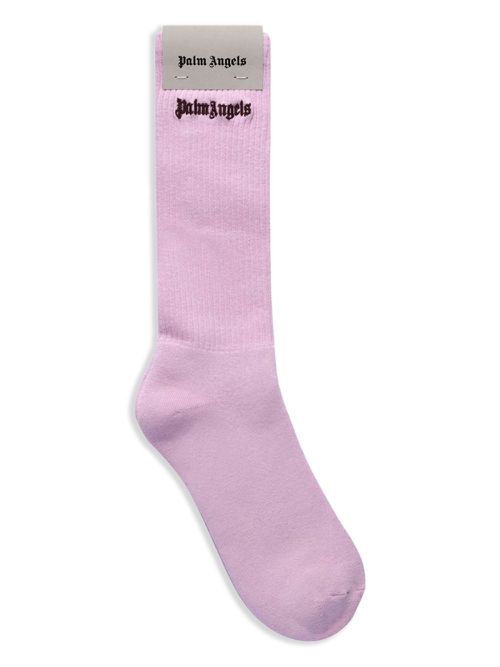 Palm Angels logo-embroidered socks - Purple