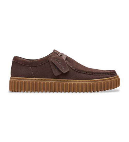 Clarks for man. 26181386 Torhill Lo brown leather shoes (40), Flat, Suede, Laces, Casual
