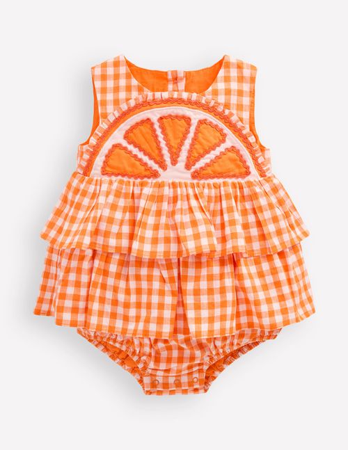 Baby Bubble Romper in Orange | Size 0-3 Months