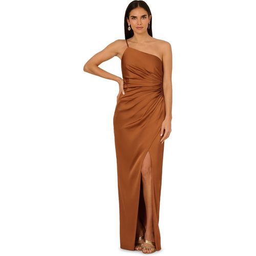 Adrianna Papell Womens Stretch Satin Long Dress - Brown