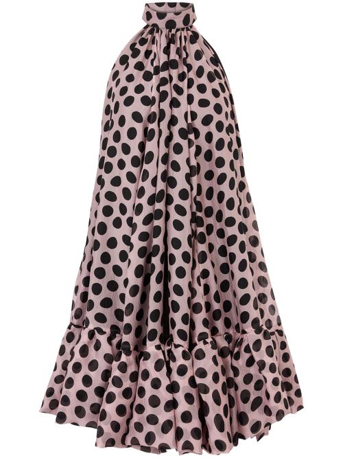 Peplum-hem halterneck mini dress - Pink