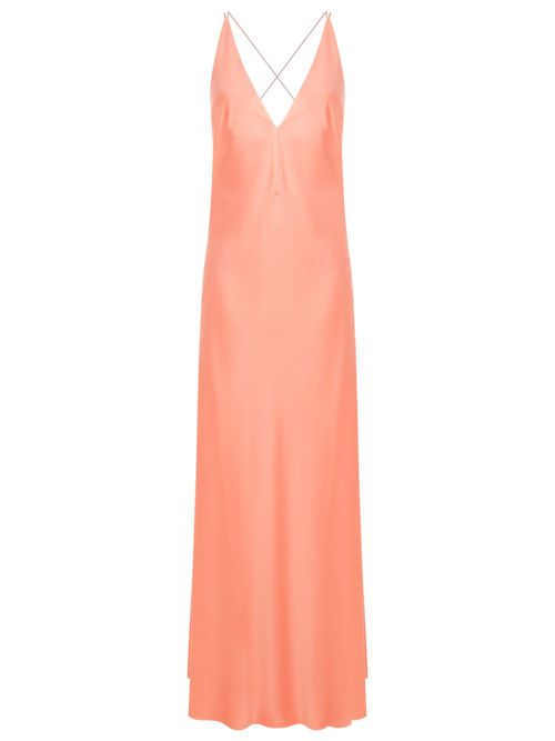 Satin-finish open-back gown - Orange