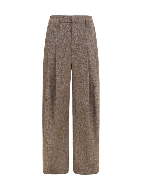 Virgin Wool Palazzo Trousers — Brown