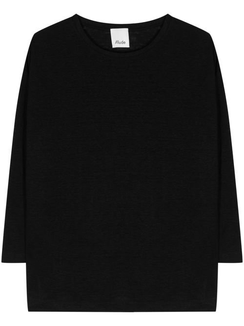 Drop-shoulder linen jumper - Black