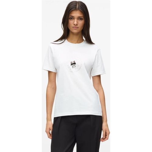 Karl Lagerfeld - Ikon T-shirt Mit Circle-logo, Damen, Weiss, Größe