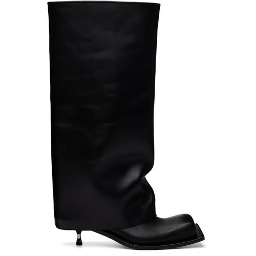 Black Iman Kitten Heel Tall Boots