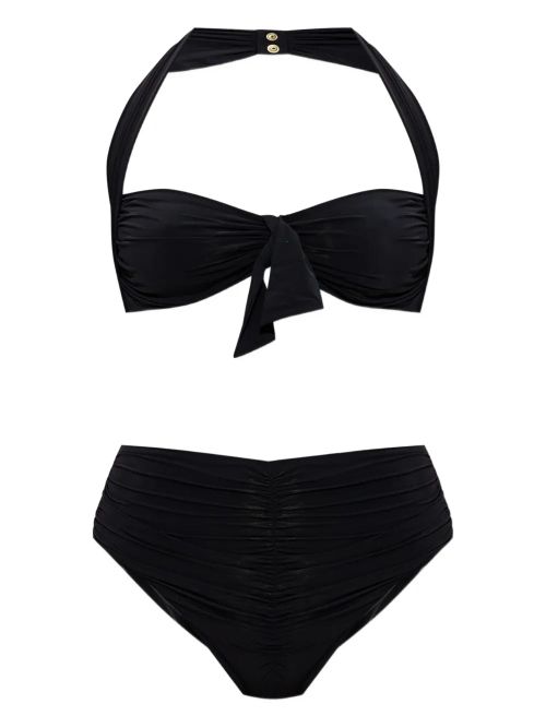 Halterneck Ruched Bikini — Black