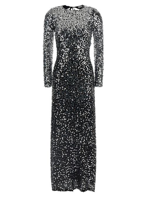 Black Round Neck Sequin Long Dress