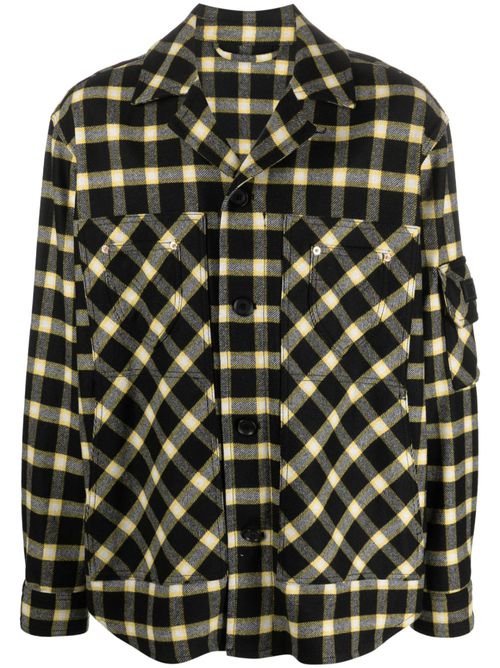 Button-down checked shirt jacket - Black