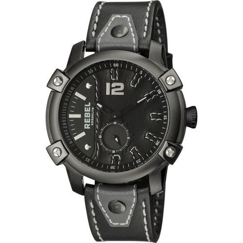 Rebel Mens Weeksville Black Dial Leather Watch - One Size