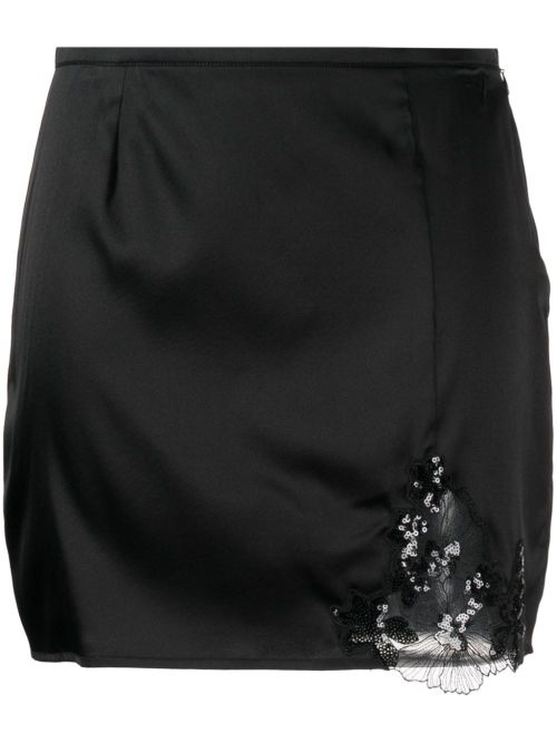 Lace-detail sequin-detail miniskirt - Black