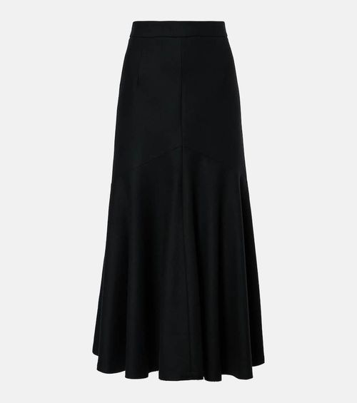Peplum wool-blend midi skirt