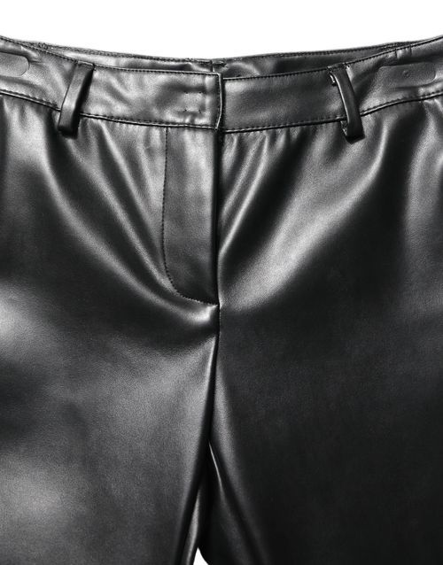 High-Waisted PU Leather Trousers — Black