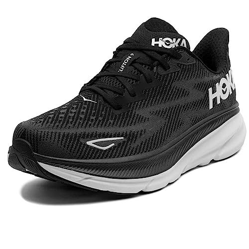 Hoka Men's Clifton 9 Sneaker, Black/White, 9.5 1127895-BWHT