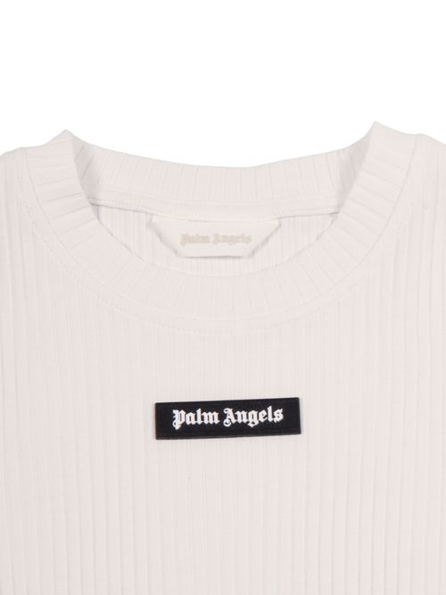 Logo Rib Baby Tee S-S Girl White Cotton Elastane Short Sleeves T-shirt