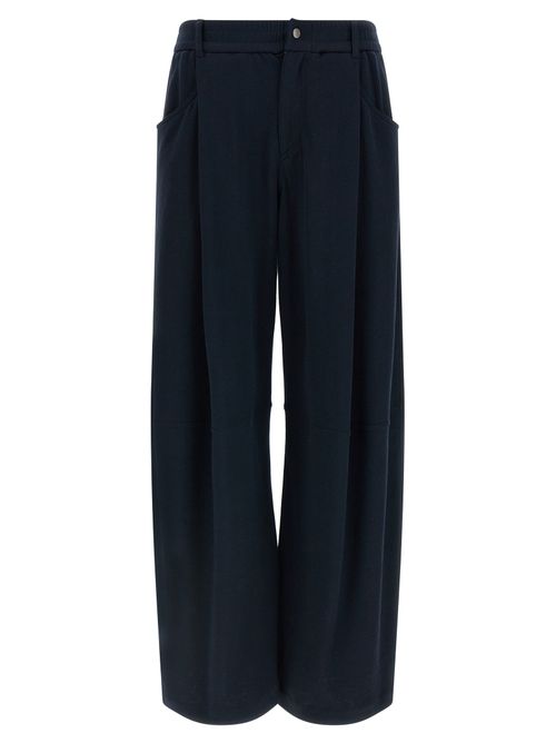 Cotton-Silk Blend Trousers — Blue