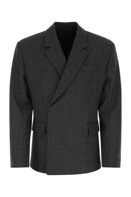 Virgin Wool Melange Blazer — Gray