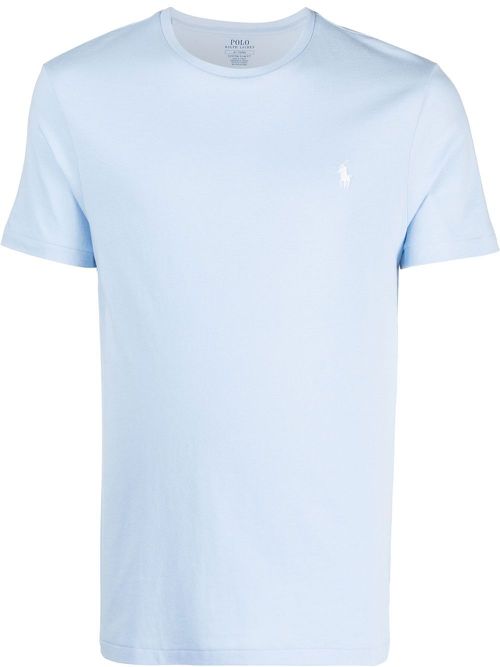 Embroidered-pony T-shirt - Blue