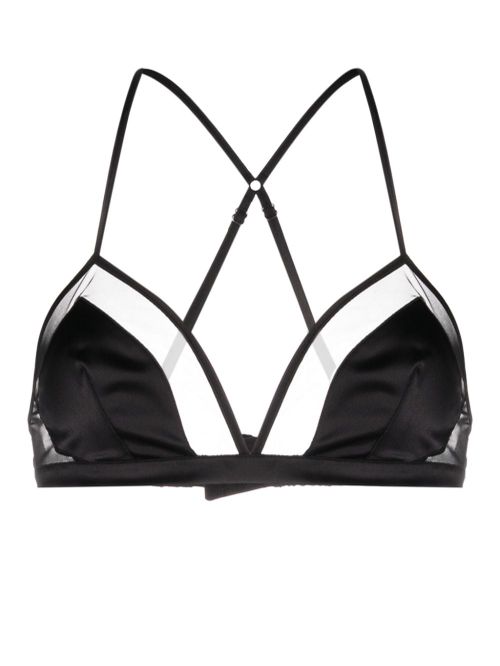 Panelled tulle satin bra