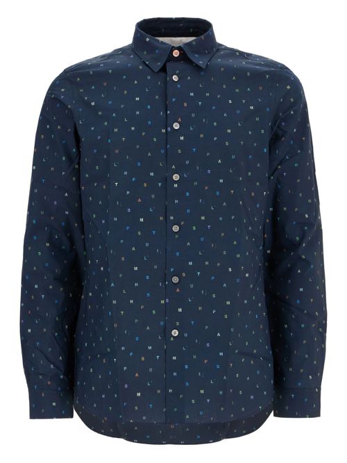 Letter-print shirt - Blue