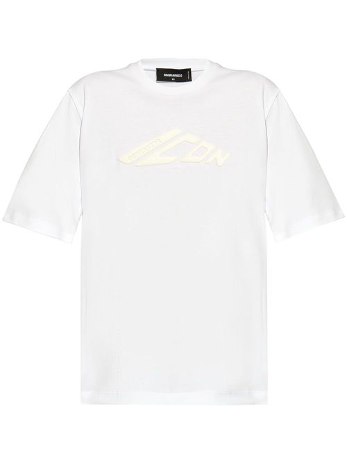 Icon logo-embossed cotton T-shirt - White
