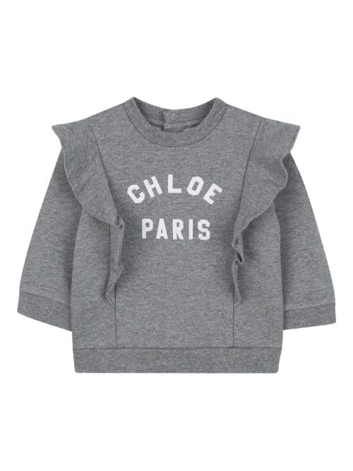 Chloé Mini Flounce Sweater with Logo Appliqué