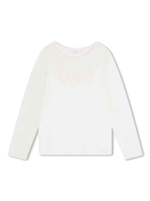 Logo-embroidered long-sleeve T-shirt - White