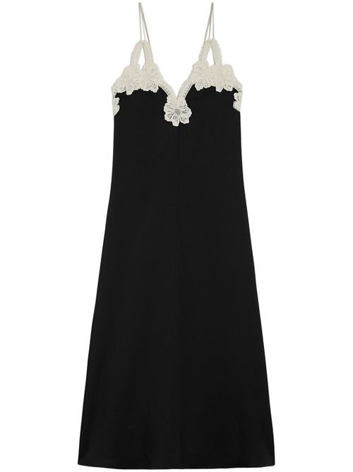 Embroidered midi dress - Black