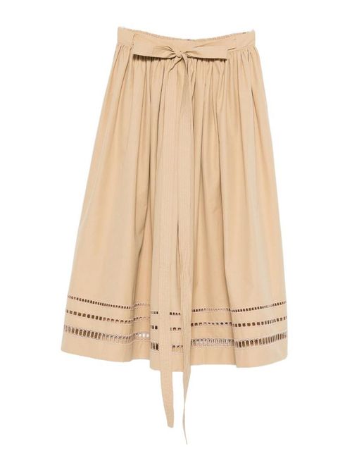 Camel Cotton Midi Skirt
