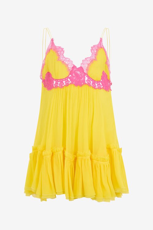 Chiffon Dress With Lace Detail