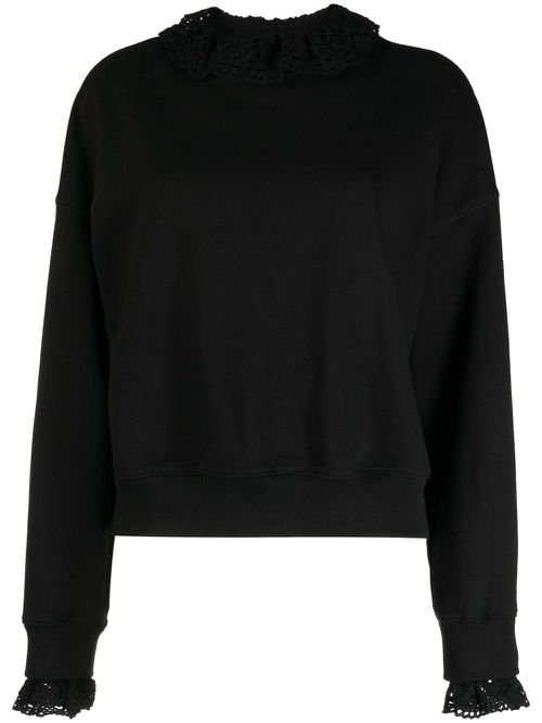 Crochet-colar sweatshirt - Black