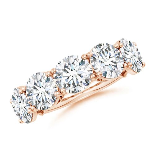Angara 7.5 Carats Lab-Grown Round Diamond Five Stone Classic Anniversary Ring in 14K Rose Gold